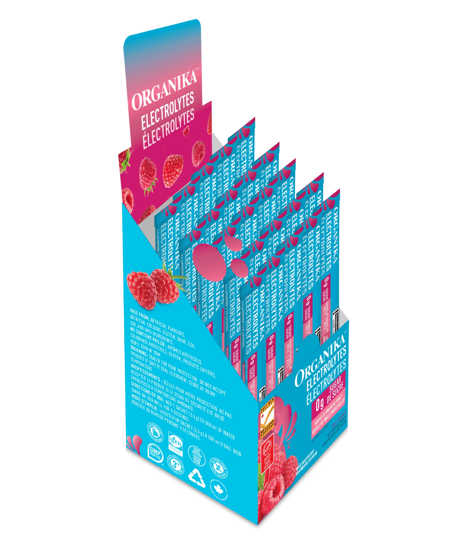 Electrolytes Sachets - Wild Raspberry - Box (25 Pack) - Organika Health Products