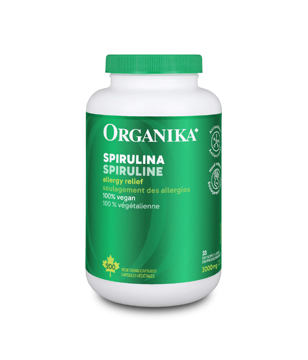 Spirulina Tablets - 500 mg/200 Vcaps - Organika Health Products