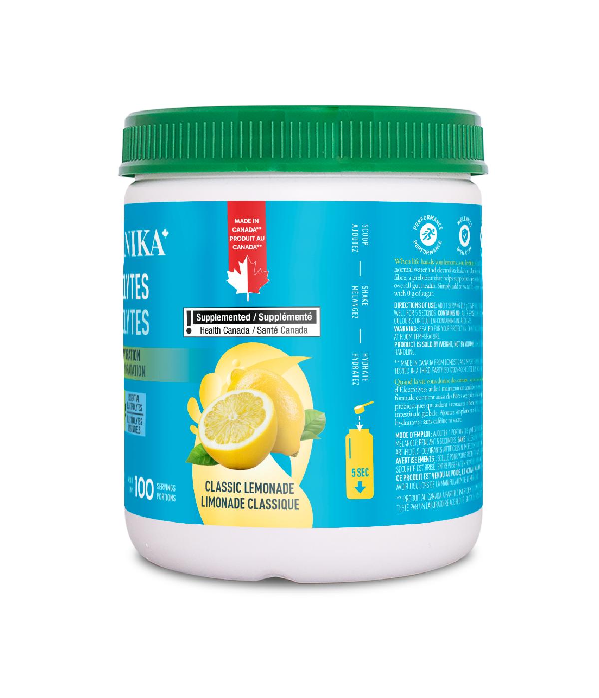 Electrolyte 100 Servings - Classic Lemonade - Organika Health Products