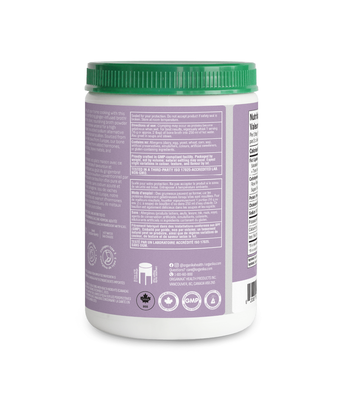 Beef Bone Broth Protein Powder - Ginger - Organika Health Products