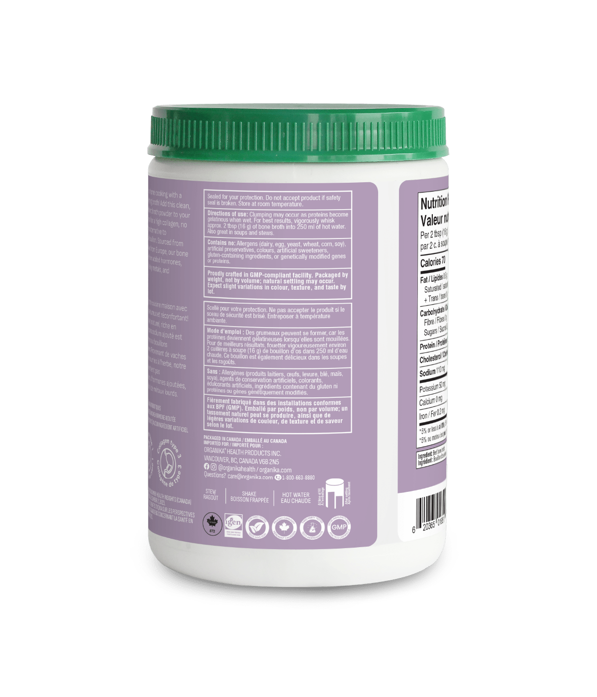 Beef Bone Broth Protein Powder - Original - Organika Health Products