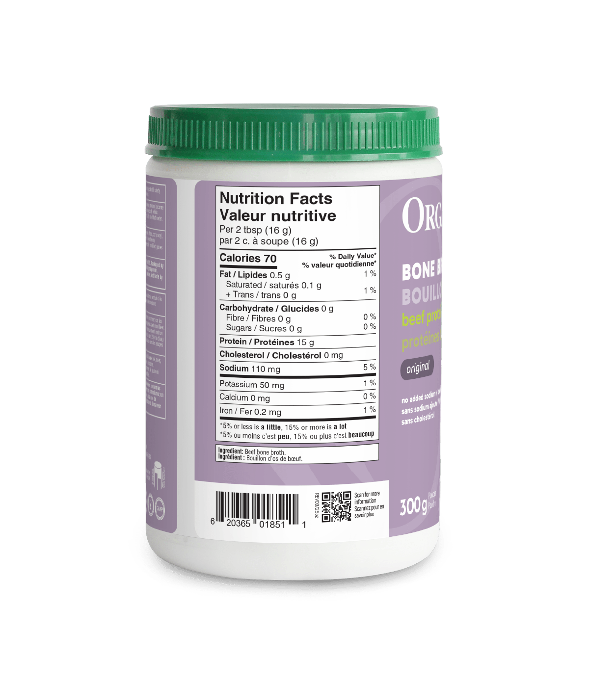 Beef Bone Broth Protein Powder - Original - Organika Health Products