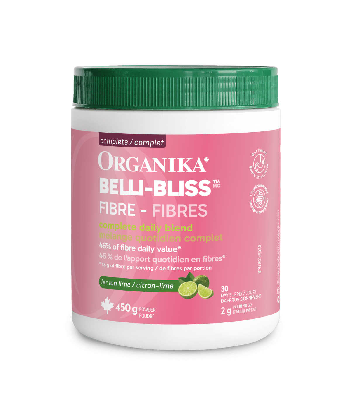 Belli - Bliss Complete Fibre - Lemon Lime - 450 g Tub - Organika Health Products