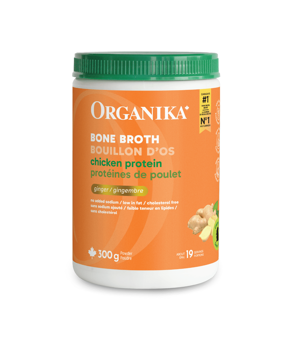 Chicken Bone Broth Protein Powder - Ginger - Organika Health Products