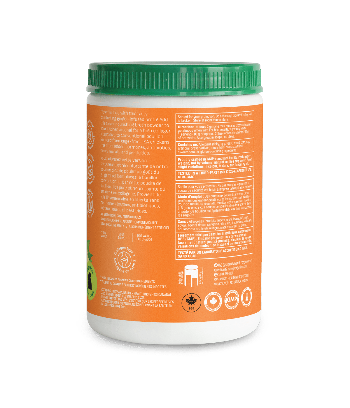 Chicken Bone Broth Protein Powder - Ginger - Organika Health Products