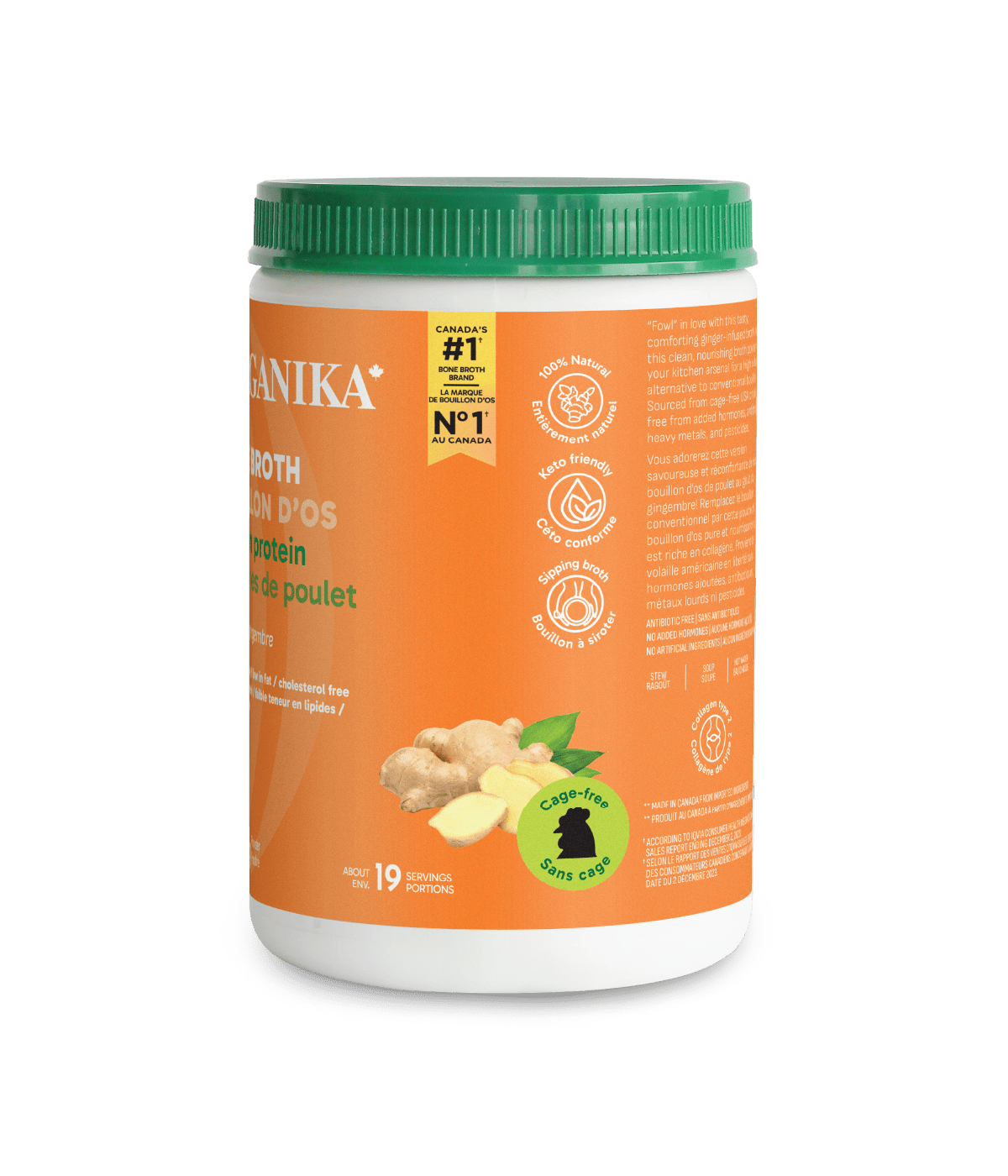 Chicken Bone Broth Protein Powder - Ginger - Organika Health Products