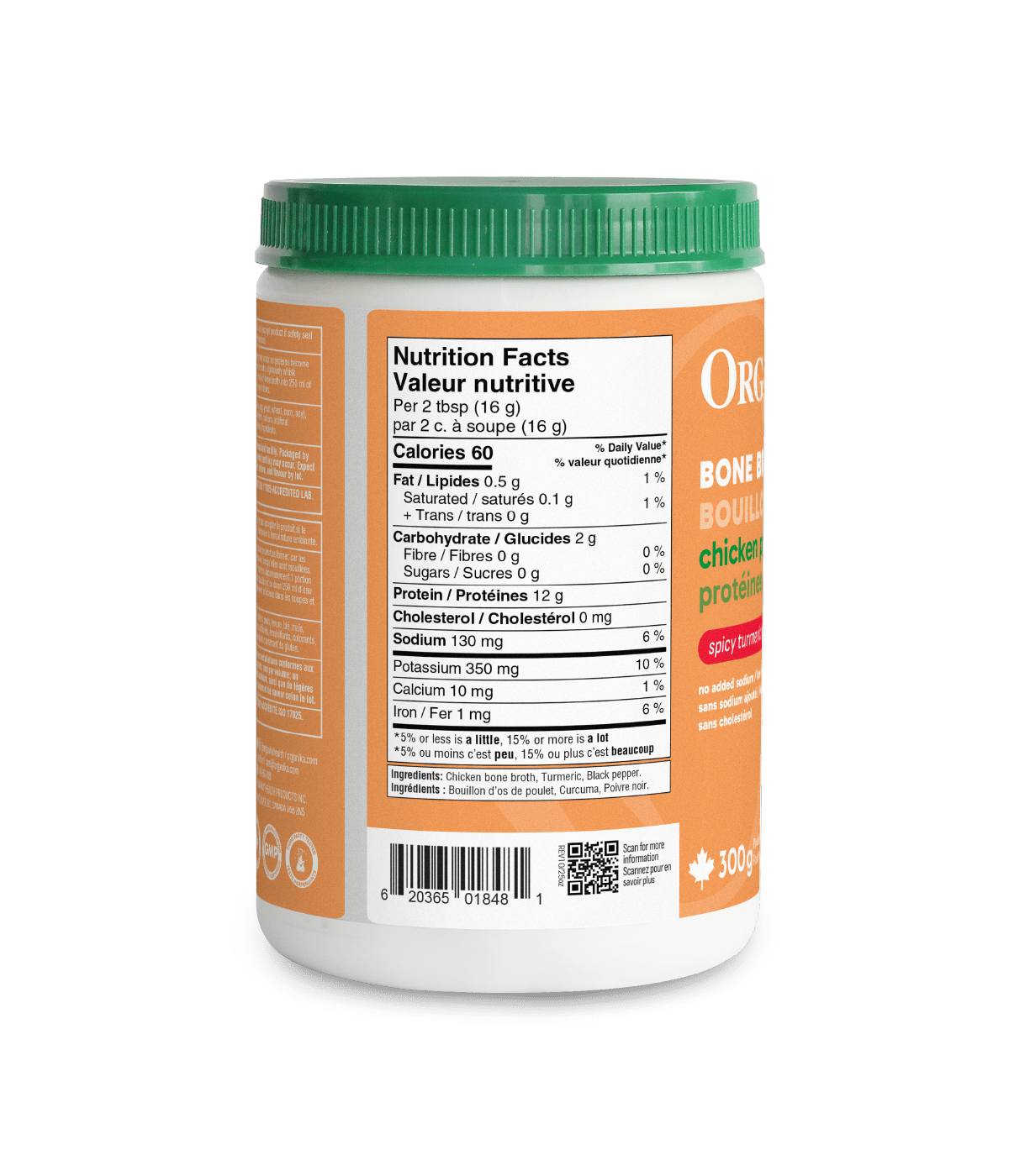 Chicken Bone Broth Protein Powder - Turmeric - Organika Health Products