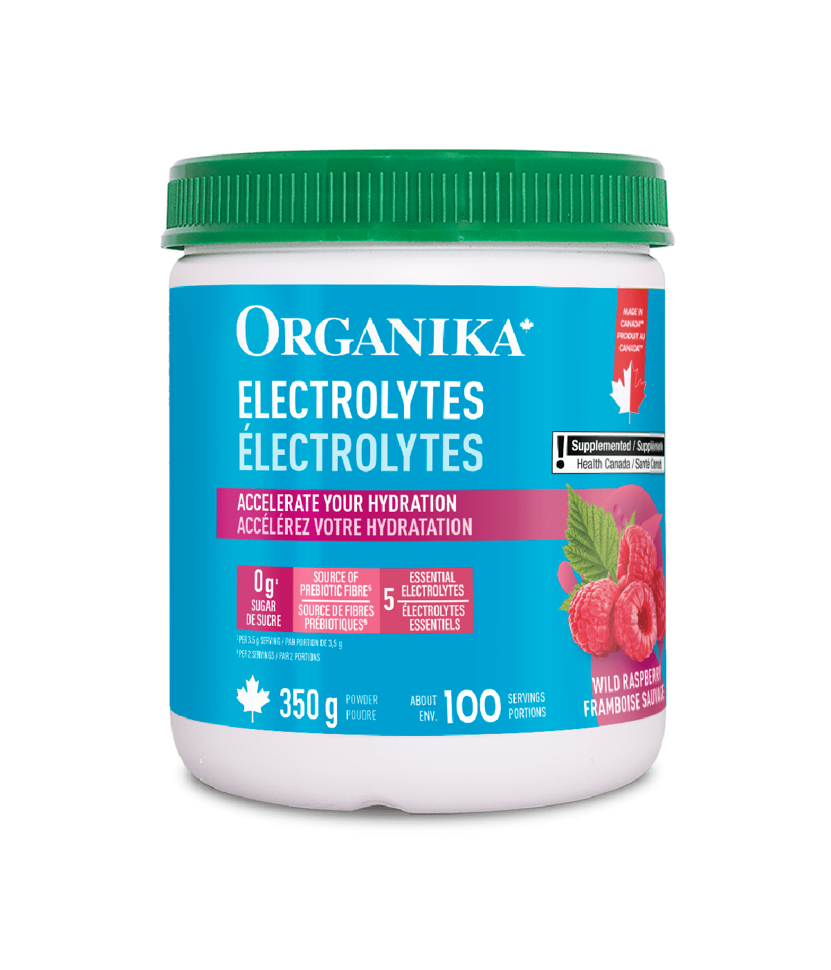 Electrolyte 100 Servings - Wild Raspberry - Wild Raspberry - Organika Health Products