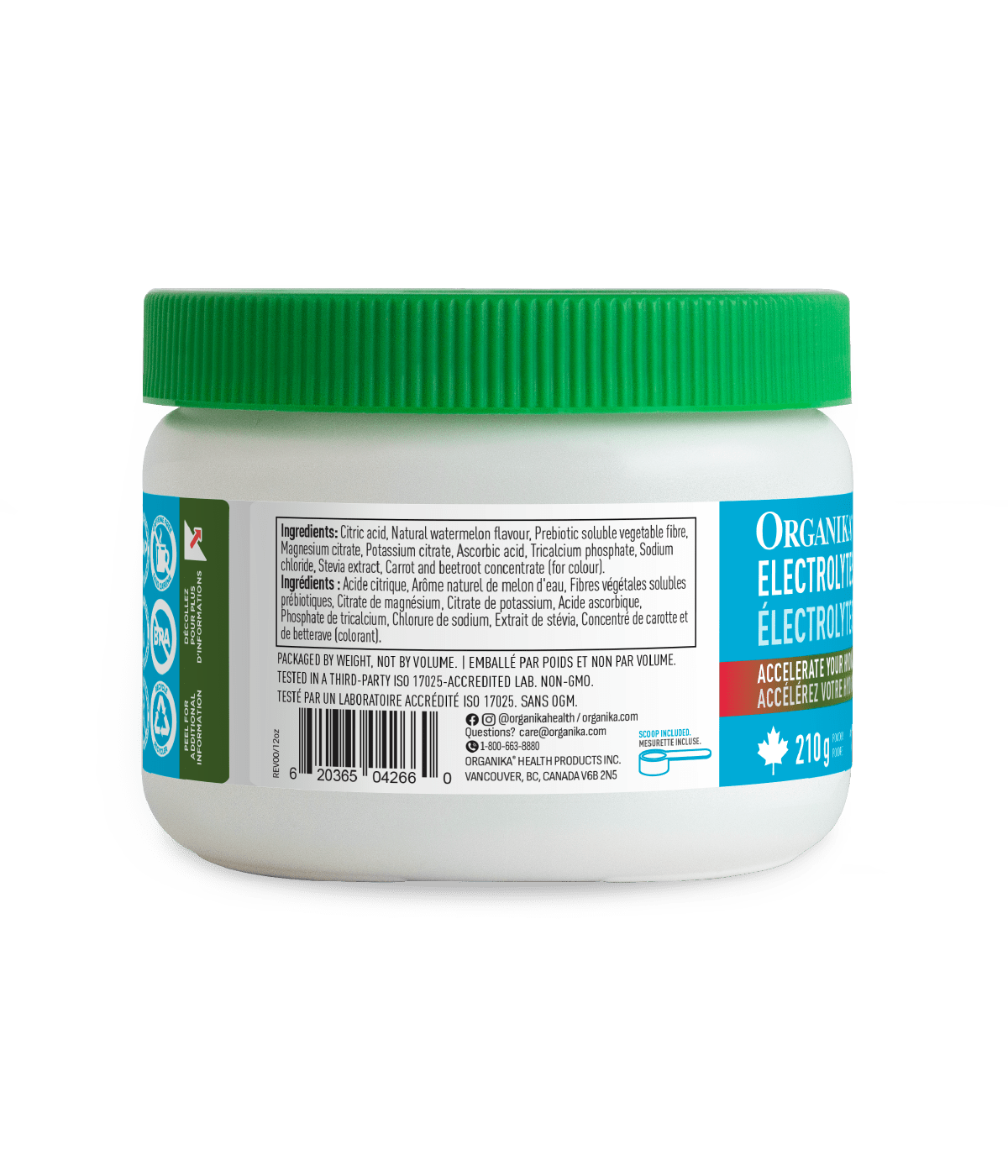 Electrolytes 60 Servings - Watermelon - 210 g (60 Servings) - Organika Health Products