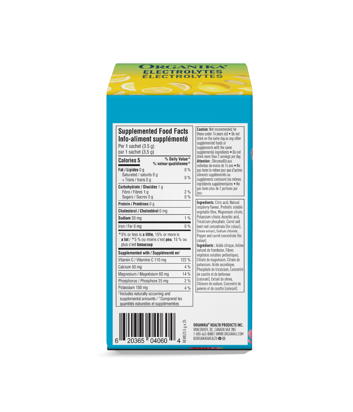 Electrolytes Sachets - Classic Lemonade - Box (25 Pack) - Organika Health Products