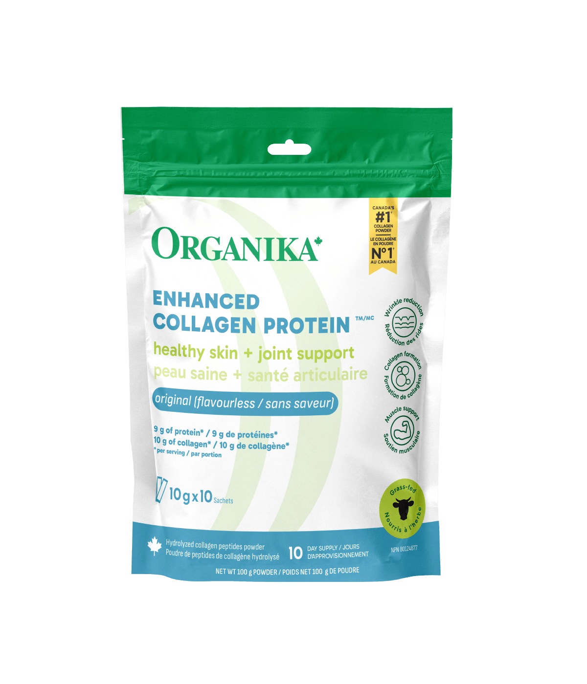 Enhanced Collagen Protein Original - 10 g x 10 Sachets - Organika Health Products