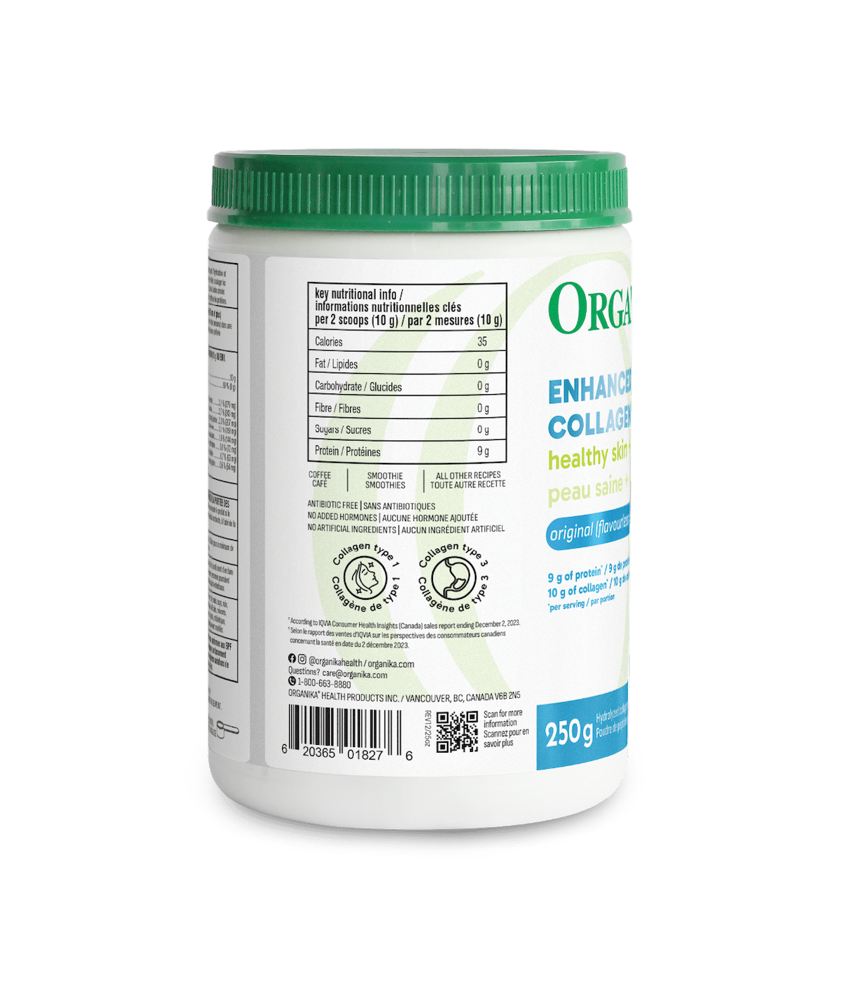 Enhanced Collagen Protein Original - 250 g - Organika Health Products