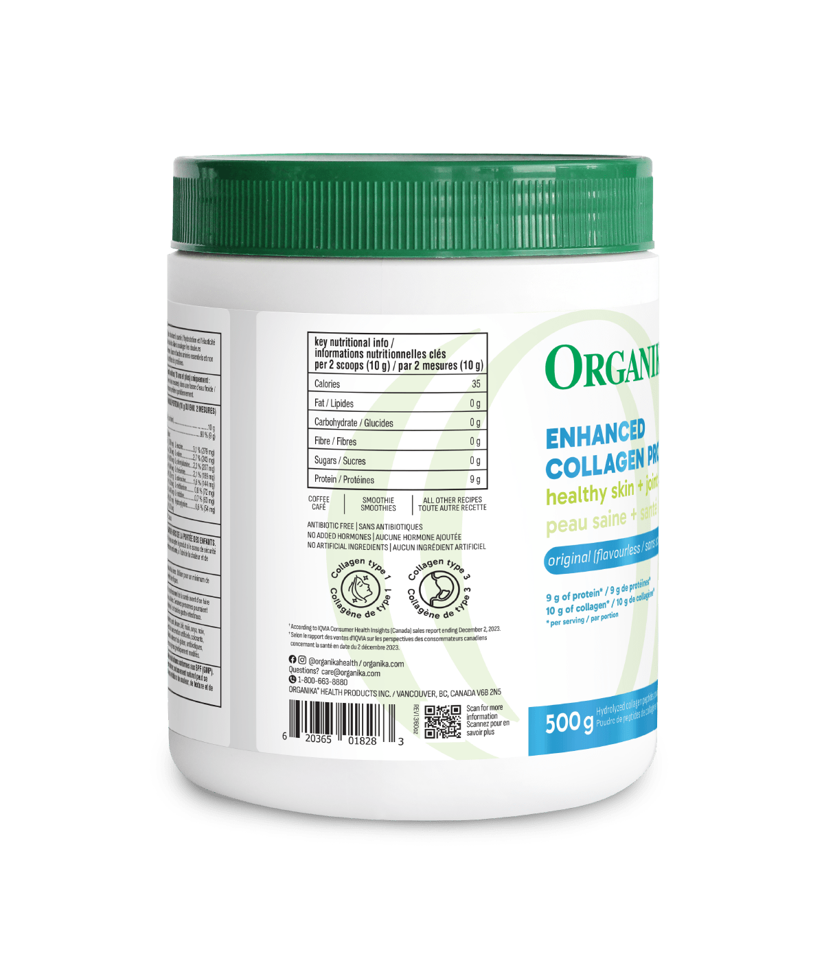 Enhanced Collagen Protein Original - 500 g - Organika Health Products
