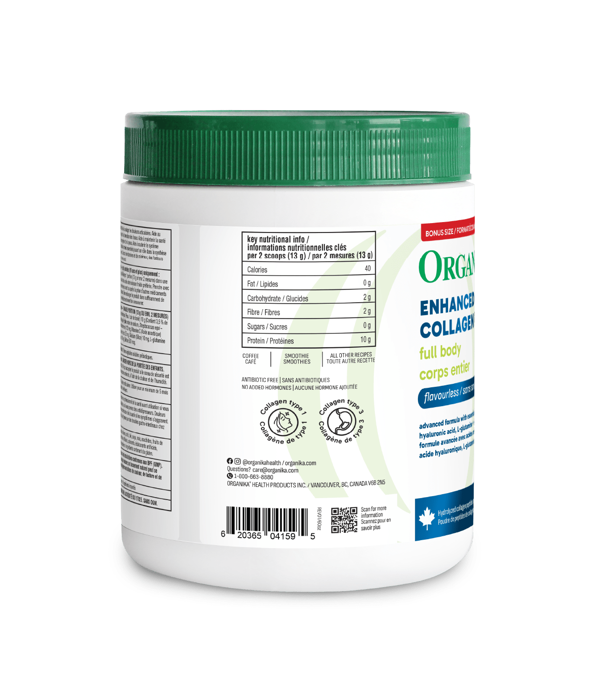 Full Body Enhanced Collagen Protein - 600 g - Organika Health Products