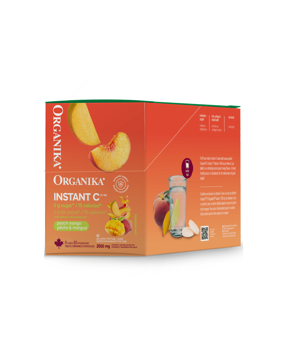 Instant C Effervescent with Stevia - Peach Mango - Organika Health Products