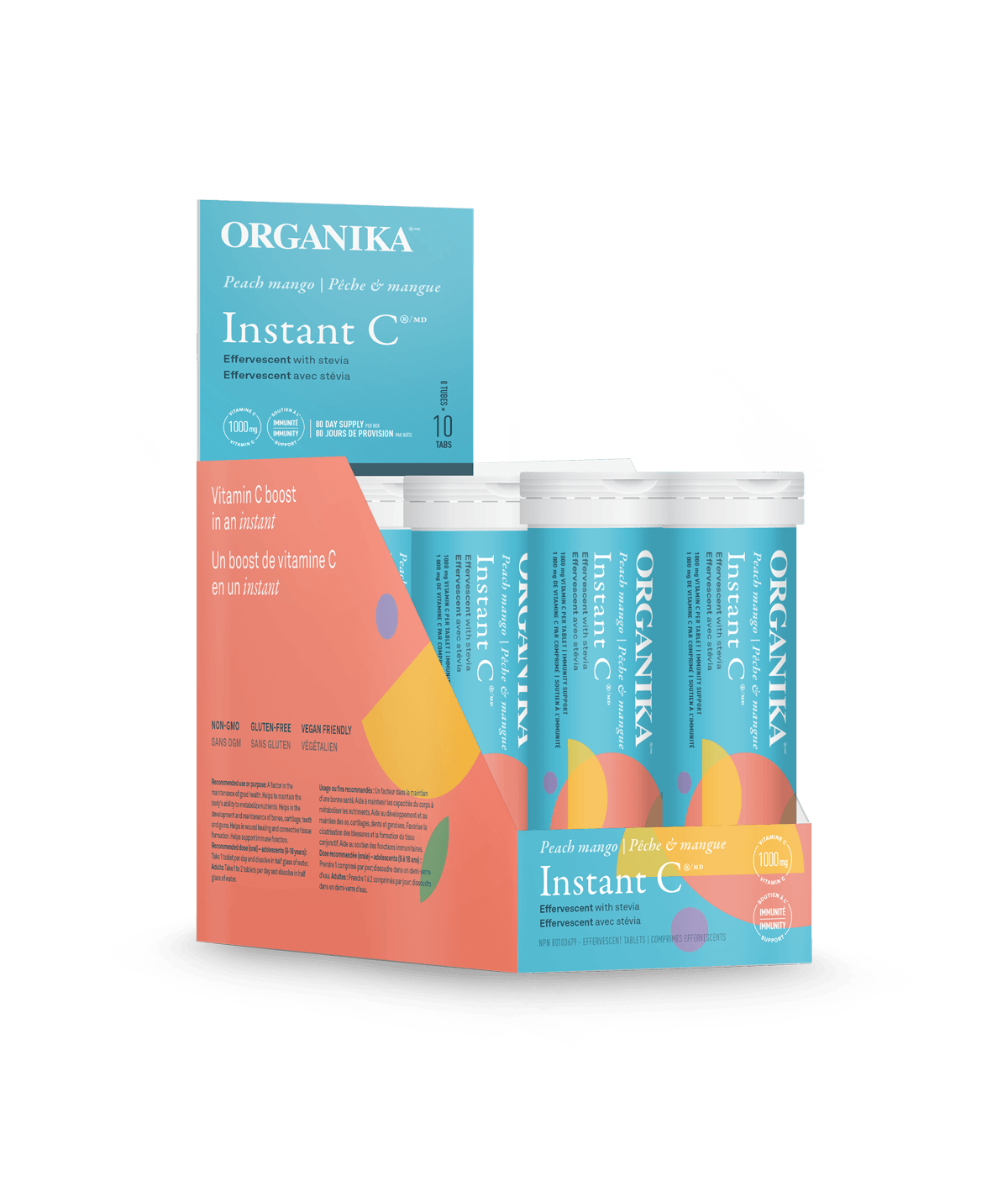 Instant C Effervescent with Stevia - Peach Mango - Organika Health Products