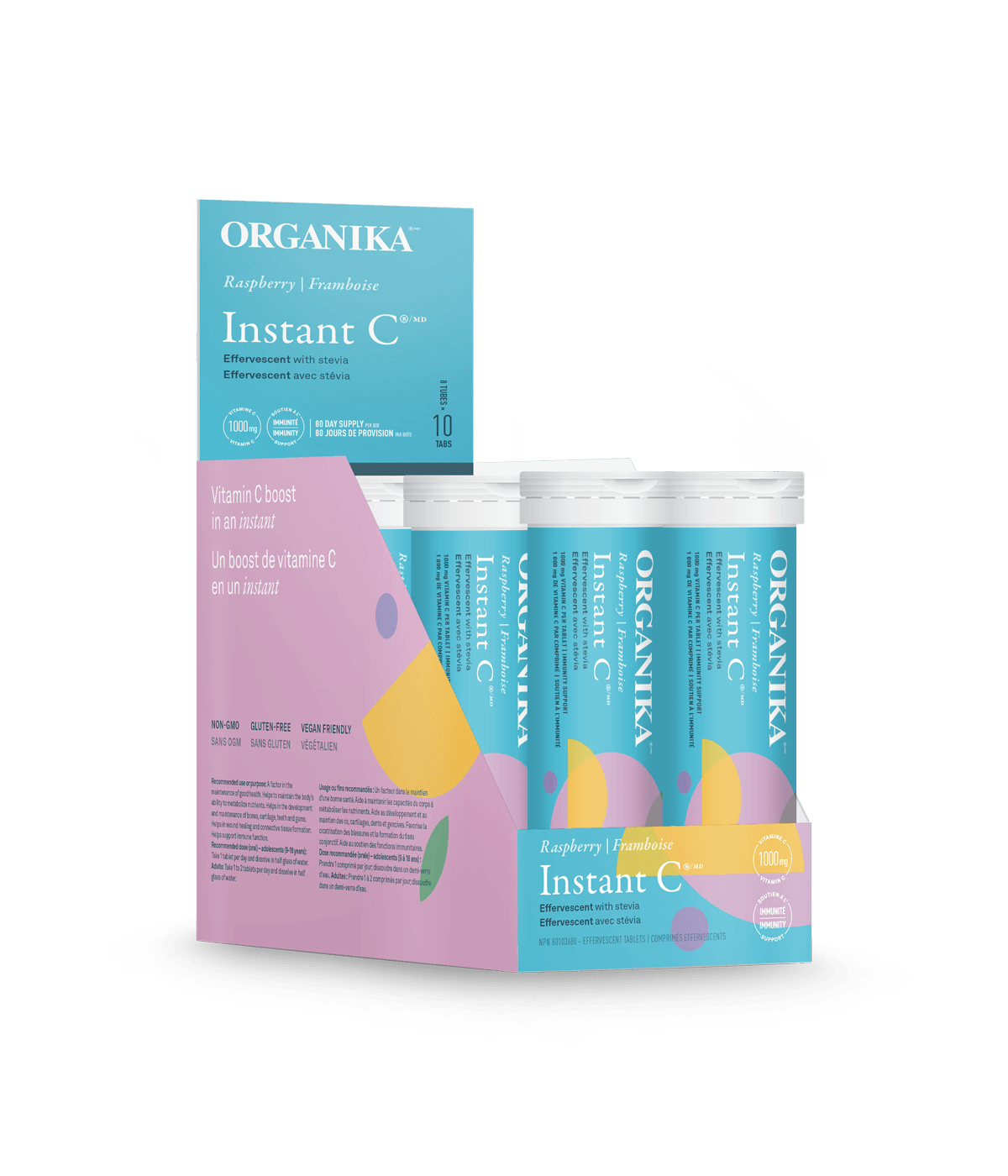 Instant C Effervescent with Stevia - Raspberry - Organika Health Products