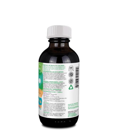 Kids Elderberry Cough Relief Syrup - Honey - Organika Health Products