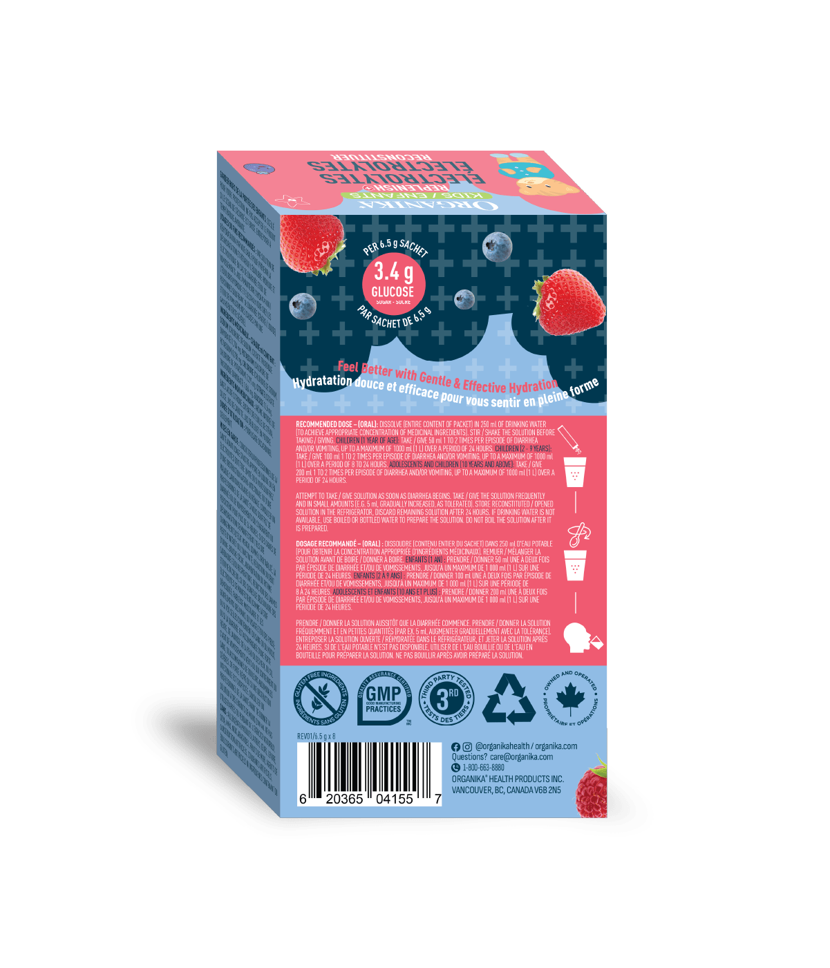 Kids Replenish Electrolytes (Isotonic) - 8 Pack Box - Organika Health Products