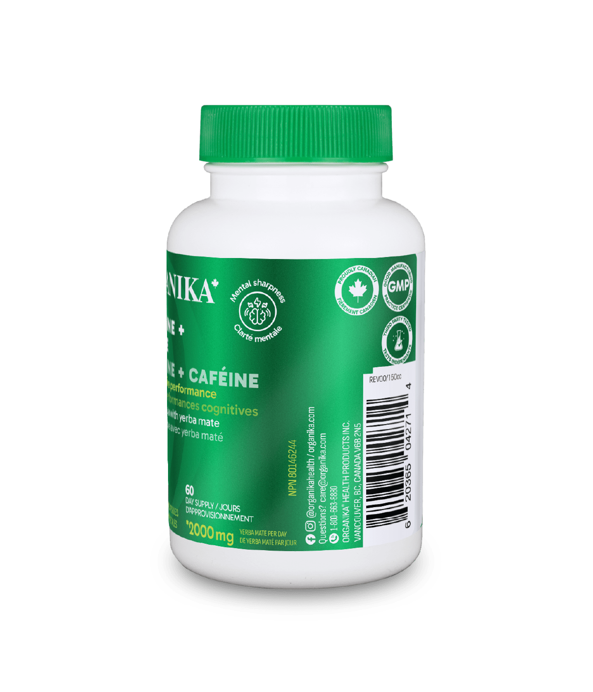 L - theanine + Caffeine - 60 Vcaps - Organika Health Products