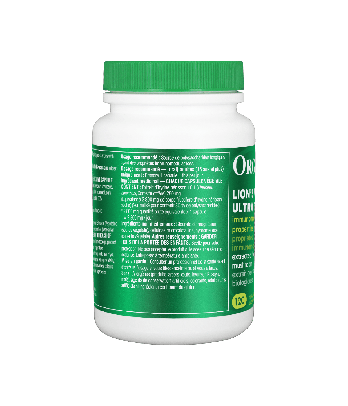 Lion's Mane Ultra Strength Organic Mushroom Extract - 120 Vcaps - Organika Health Products
