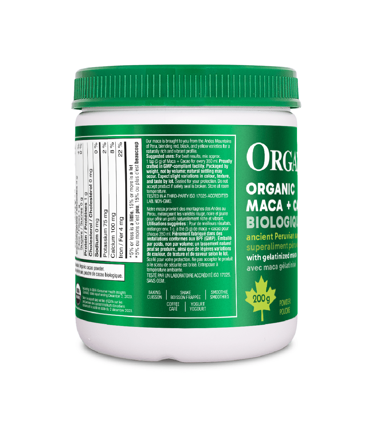 Maca + Cacao Powder - 200 g - Organika Health Products