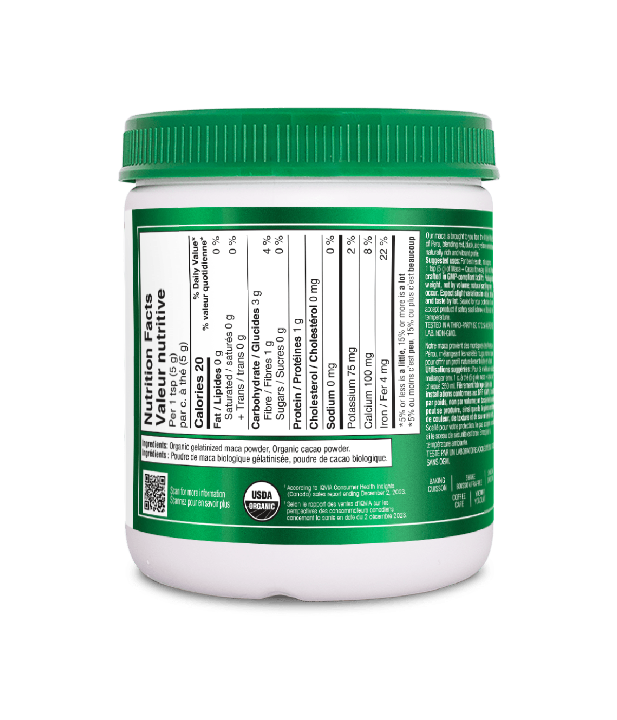 Maca + Cacao Powder - 200 g - Organika Health Products