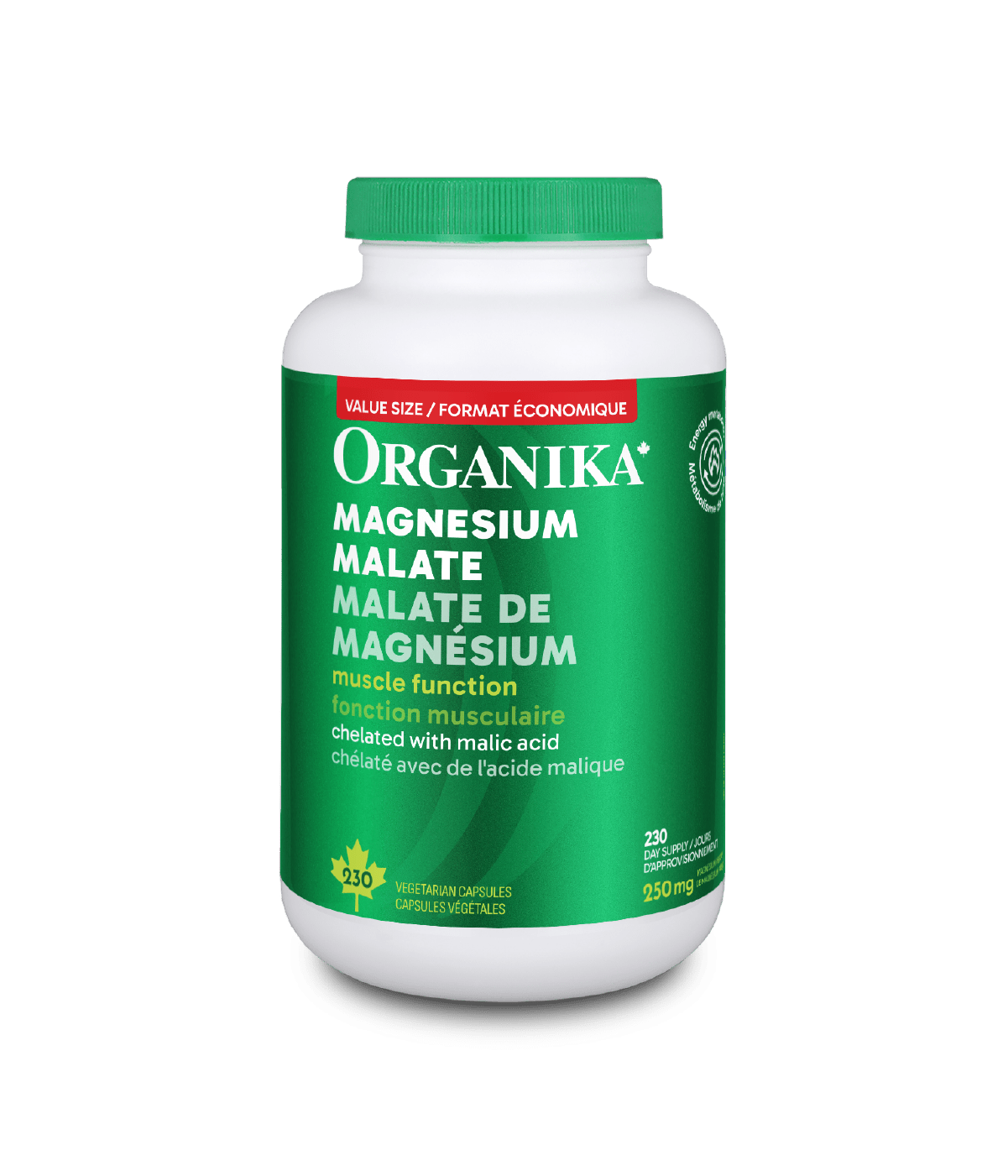 Magnesium Malate - 230 vegetarian capsules - Organika Health Products