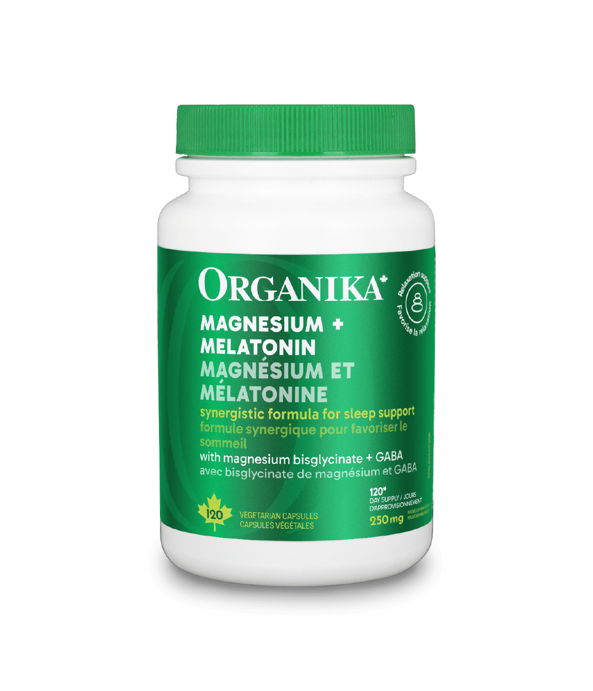 Magnesium + Melatonin - 120 vegetarian capsules - Organika Health Products