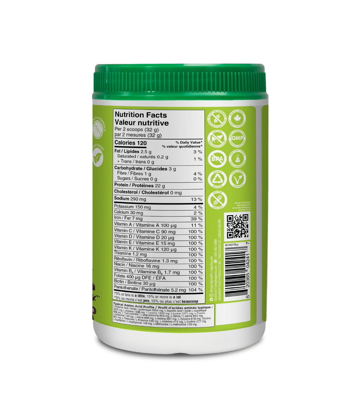 Plant-Based Daily Nutrition All-In-One Protein - Chocolate - 640 g - Organika Health Products