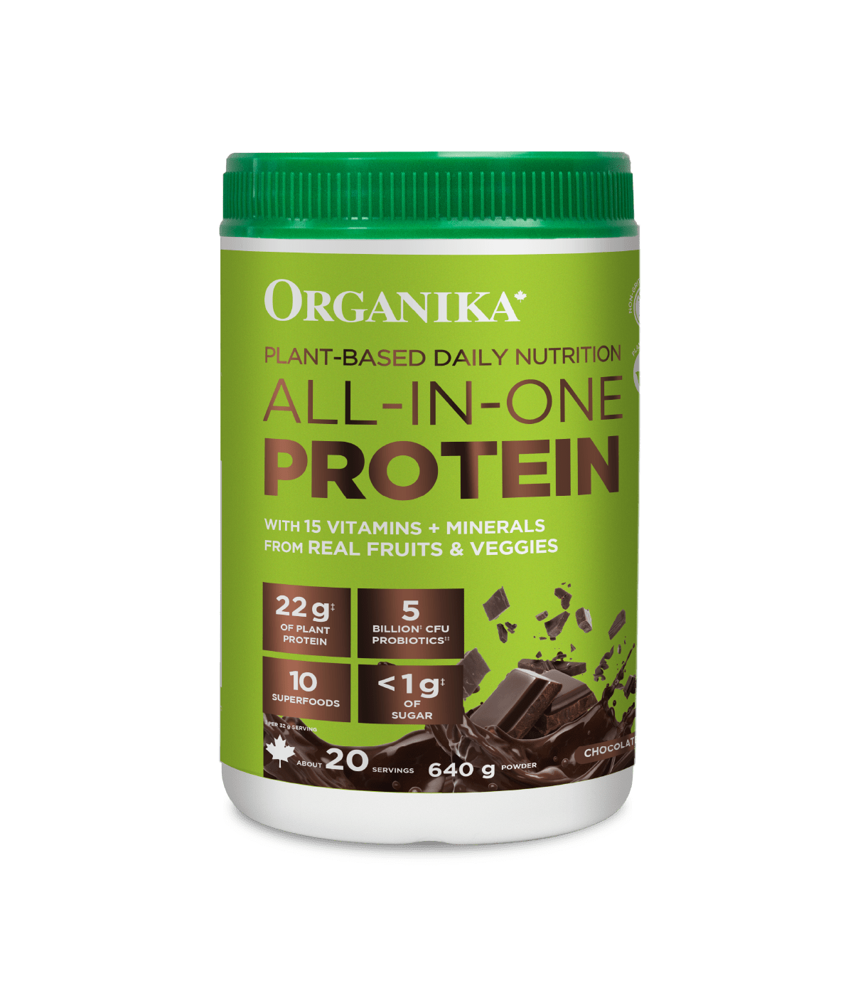 Plant-Based Daily Nutrition All-In-One Protein - Chocolate - 640 g - Organika Health Products
