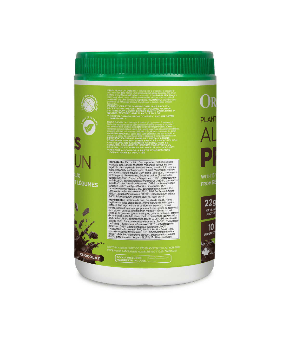 Plant-Based Daily Nutrition All-In-One Protein - Chocolate - 640 g - Organika Health Products