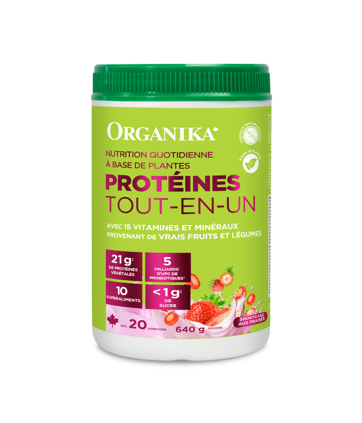 Plant - Based Daily Nutrition All - In - One Protein - Strawberry Shortcake - 640 g - Organika Health Products