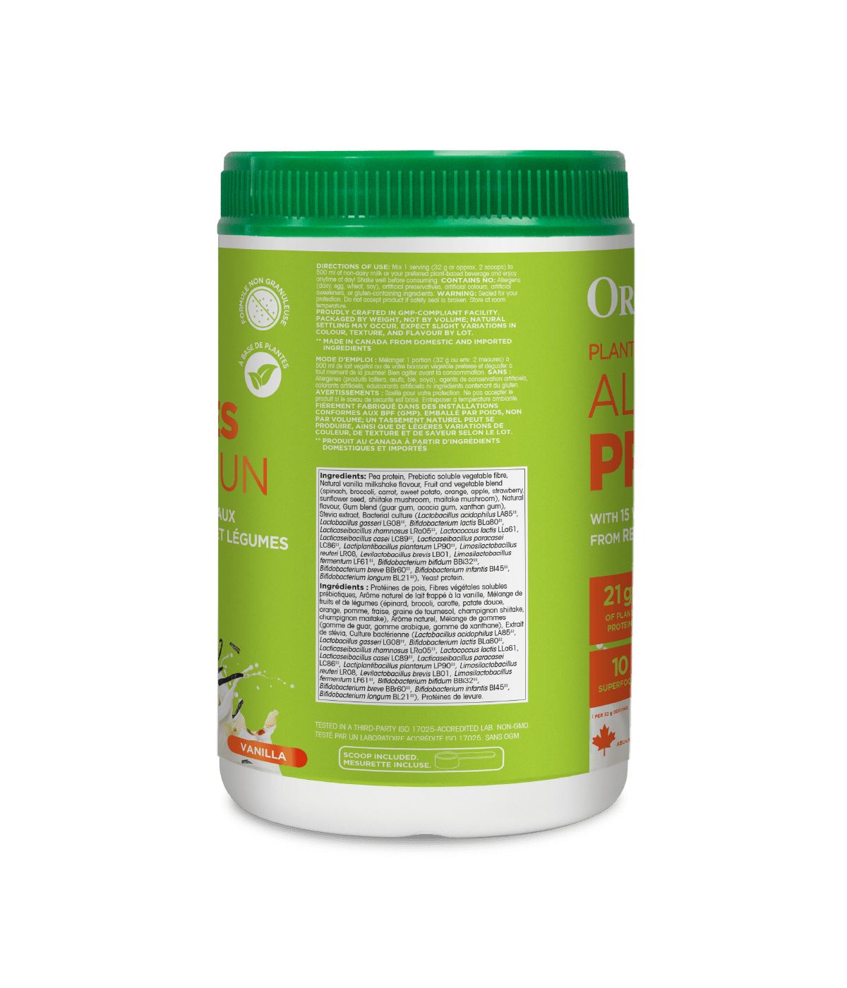 Plant - Based Daily Nutrition All - In - One Protein - Vanilla - 640 g - Organika Health Products