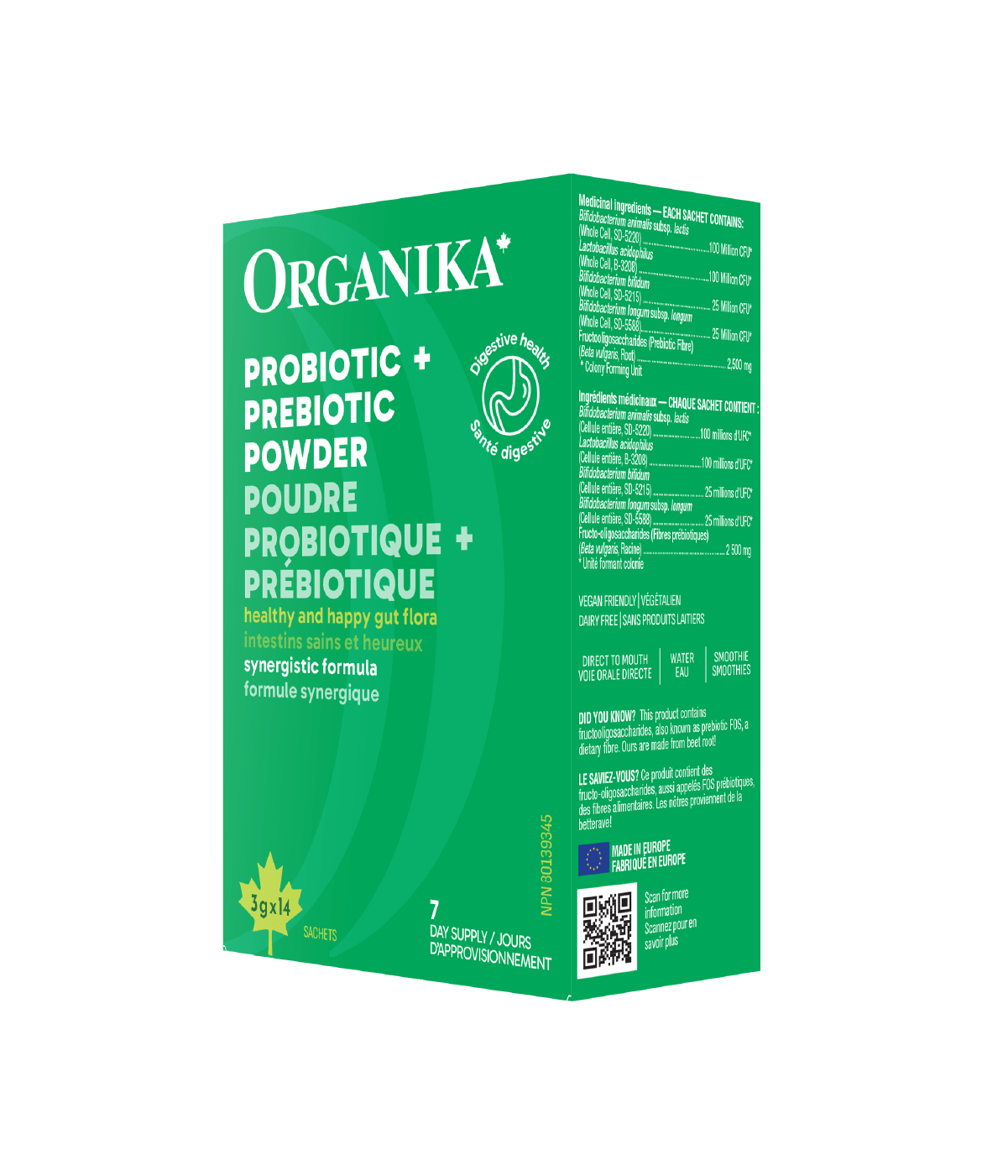 Probiotic + Prebiotic Powder - 3 g x 14 sachets - Organika Health Products