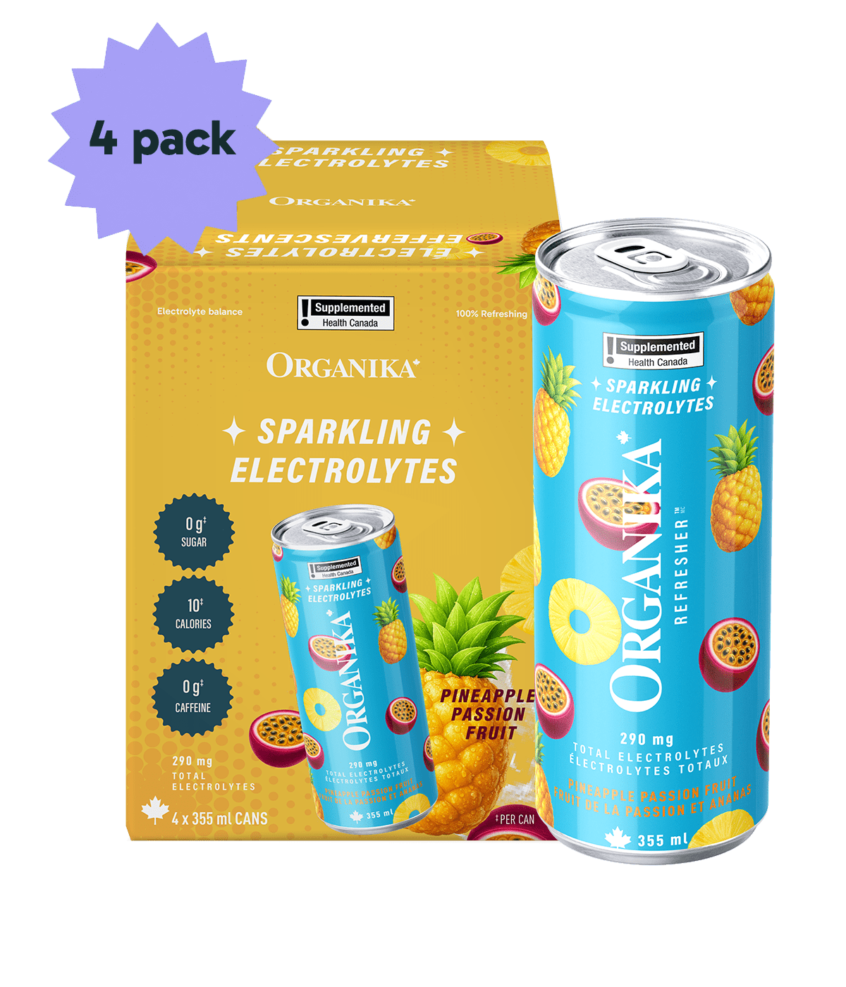 Sparkling Electrolytes (4 Pack) - 355 ml Box (4 Pack) - Organika Health Products