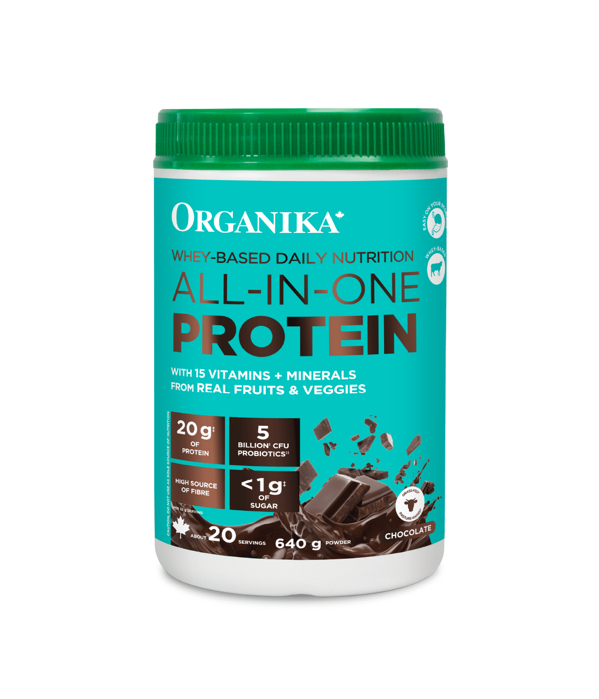 Whey - Based Daily Nutrition All - In - One Protein - Chocolate - 640 g - Organika Health Products