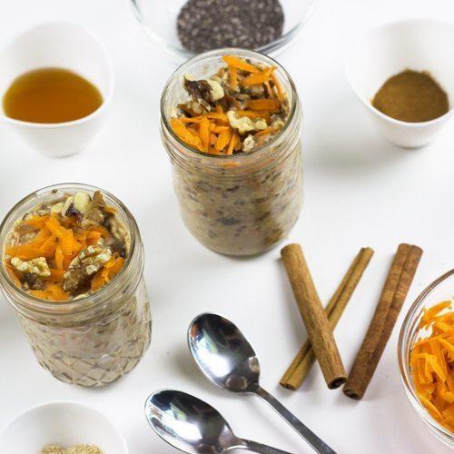 Mood Balancing Carrot Cake Vegan Overnight Oats with Maca - Organika Health Products