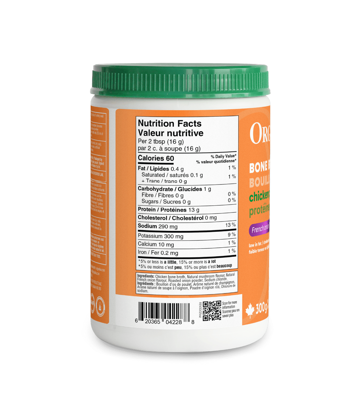 Bone Broth Chicken Protein - French Onion - 300 g - Organika Health Products