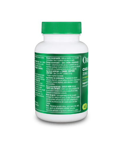 Chelated Zinc - 45 tablets - Organika Health Products