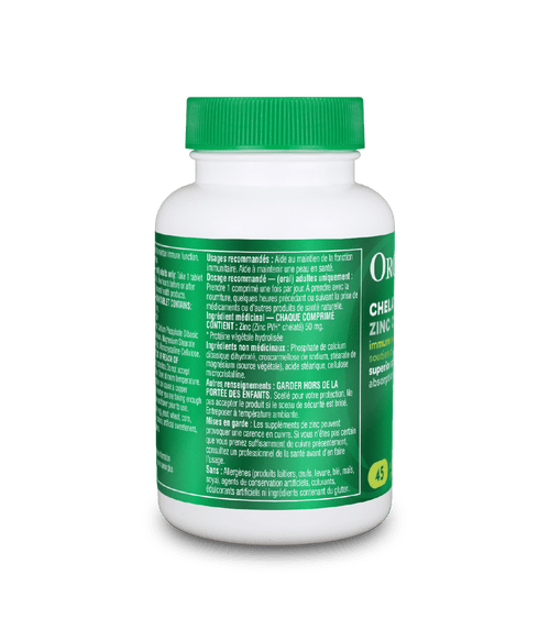 Chelated Zinc - 45 tablets - Organika Health Products