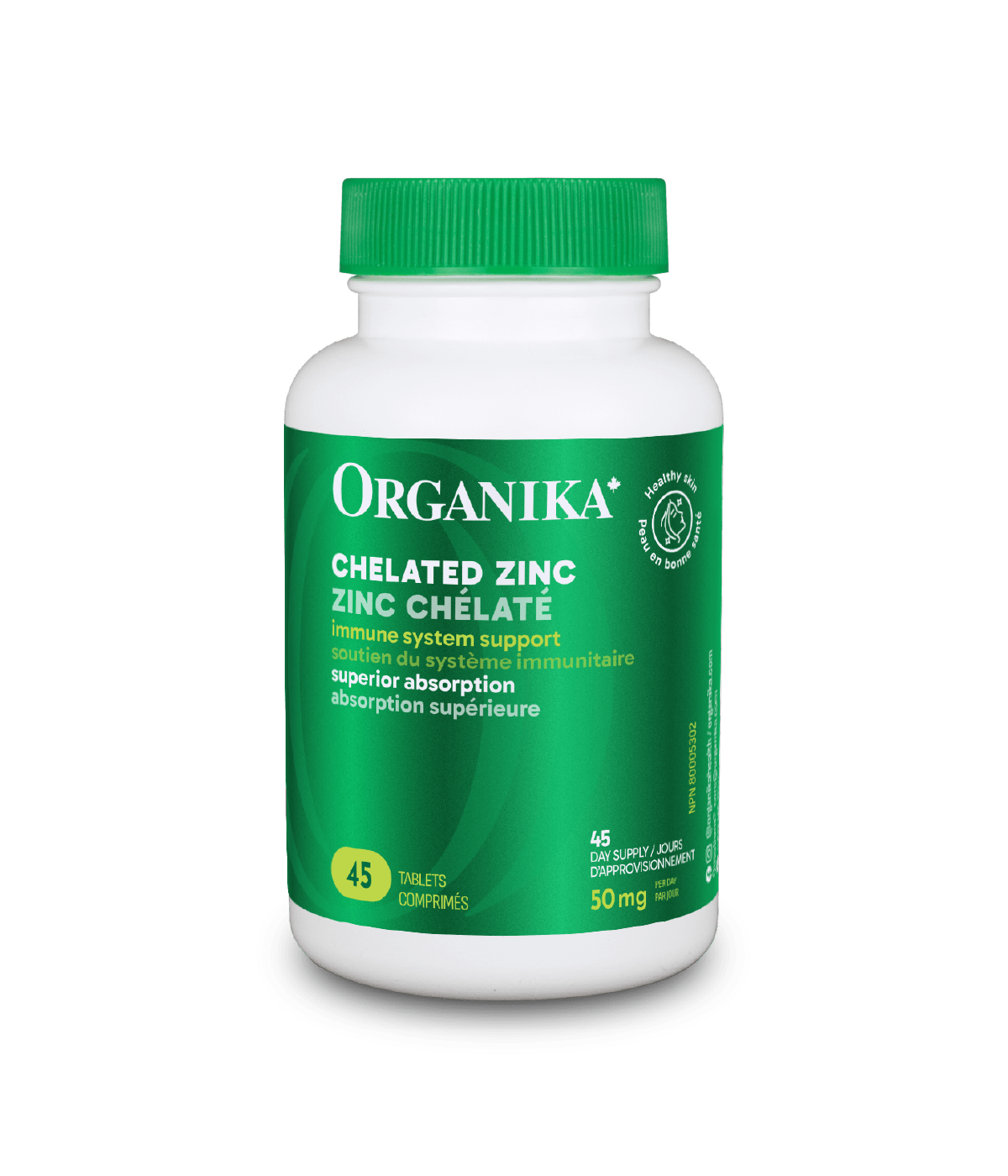 Chelated Zinc - 45 tablets - Organika Health Products