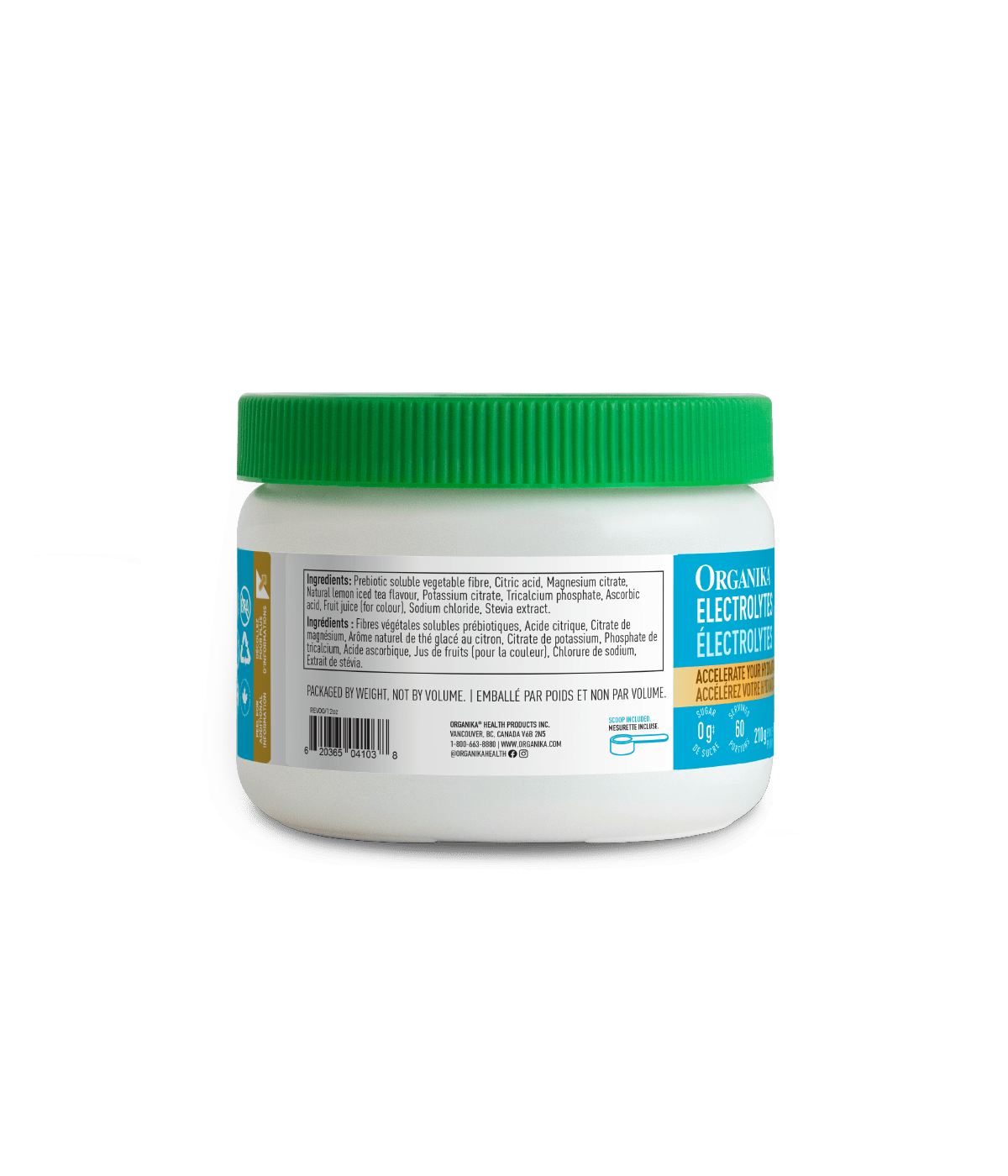 Electrolytes 60 Servings - Lemon Iced Tea - 210 g (60 Servings) - Organika Health Products