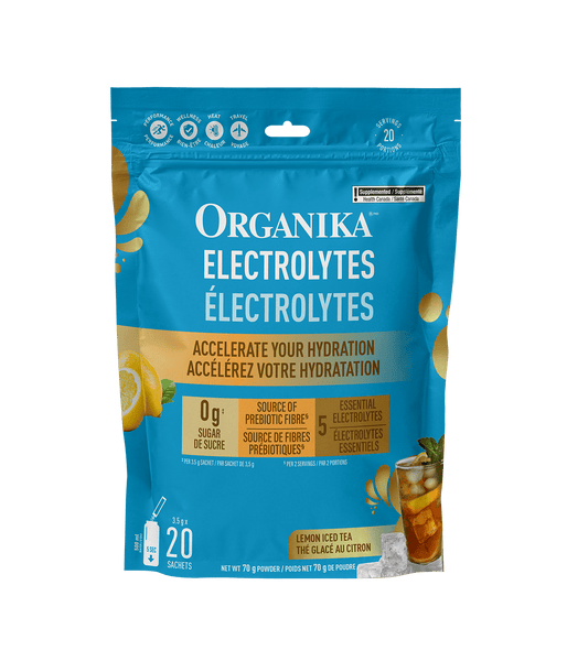 Electrolytes Sachets - Lemon Iced Tea - 20 Pack - Organika Health Products