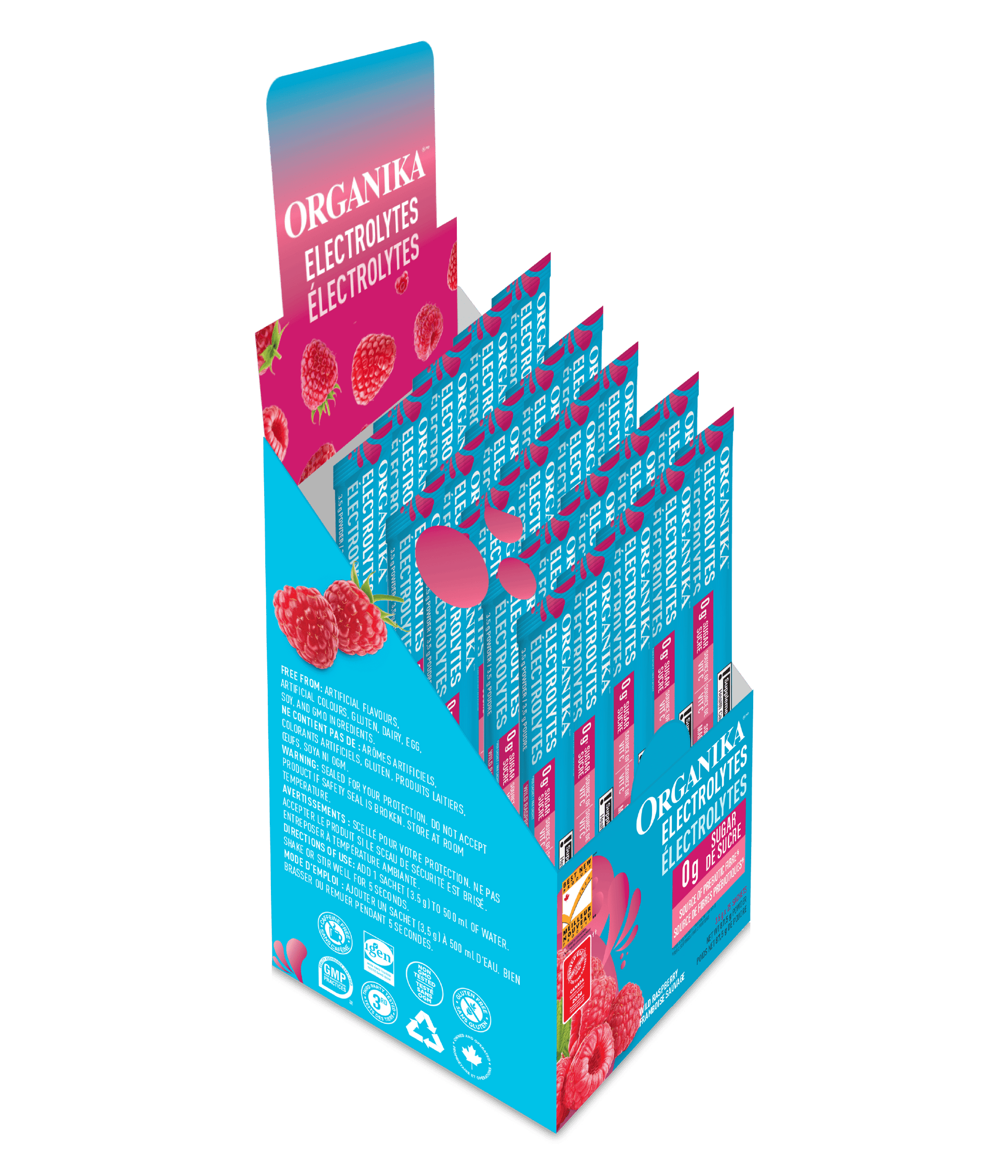 Electrolytes Sachets - Wild Raspberry - Box (25 Pack) - Organika Health Products