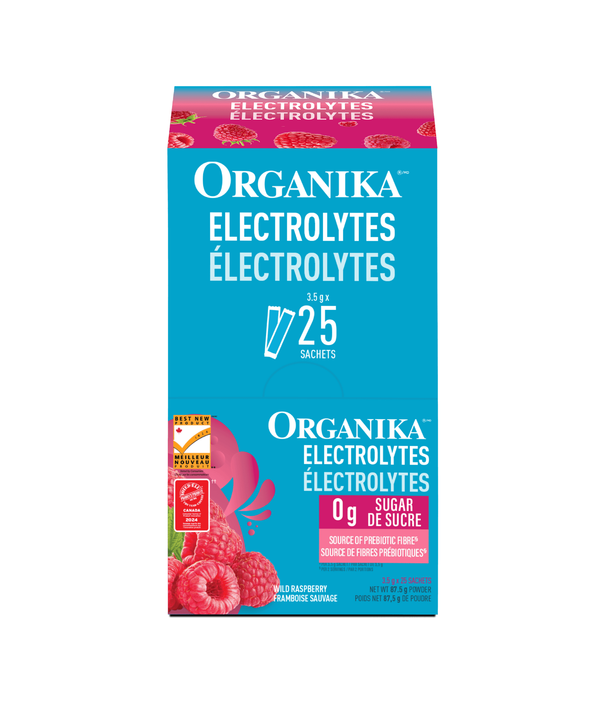 Electrolytes Sachets - Wild Raspberry - Box (25 Pack) - Organika Health Products