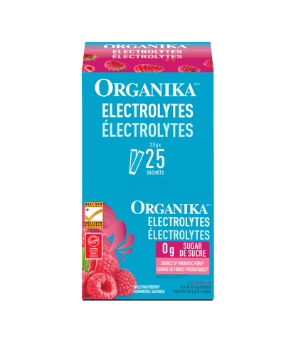 Electrolytes Sachets - Wild Raspberry - Box (25 Pack) - Organika Health Products