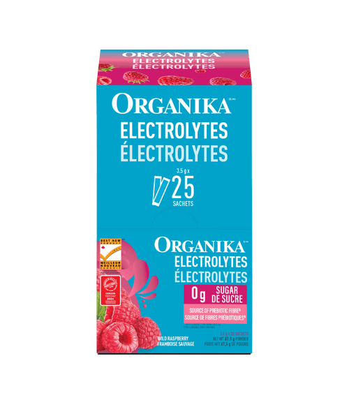 Electrolytes Sachets - Wild Raspberry - Box (25 Pack) - Organika Health Products