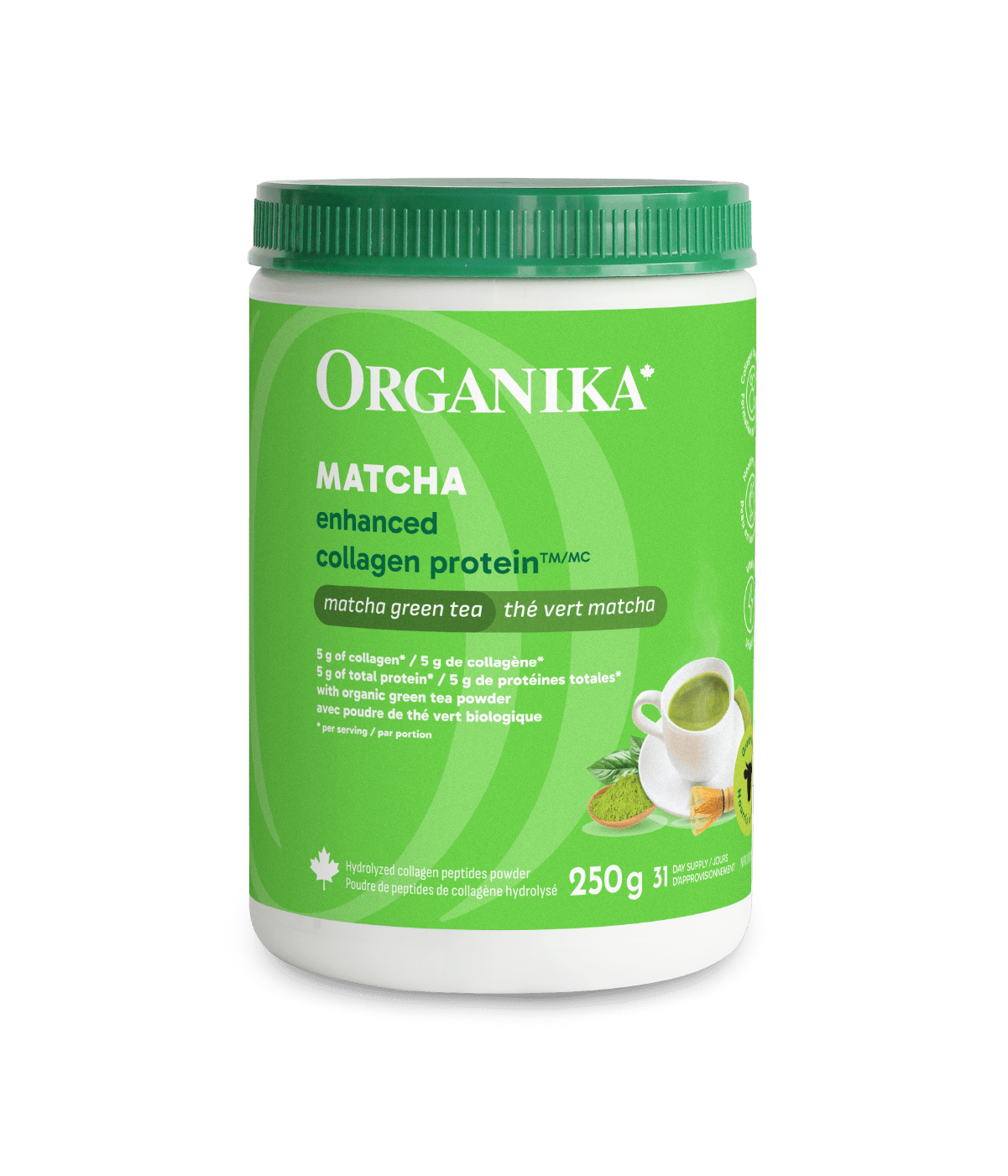 Enhanced Collagen Protein Matcha - 250 g - Organika Health Products
