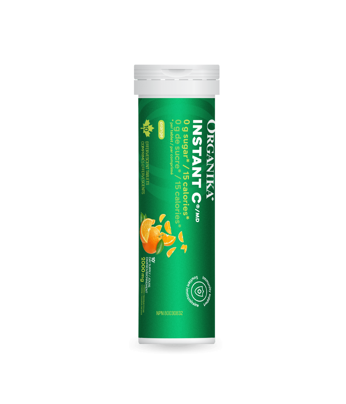 Instant C Effervescent with Stevia - Orange - Single Tube - Organika Health Products